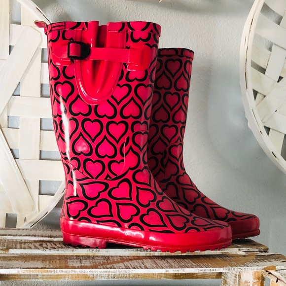 UnionBay Red Rain Boots Sz 8 - Picture 2 of 7